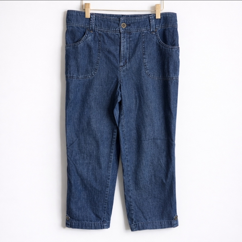 Chicos Chambray Elastic Waist Cropped Pants, Chicos Sz 0 (Size 4)